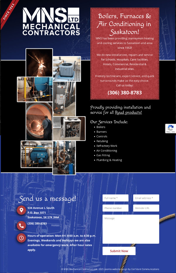 MNS Mechanical Contractors Website Design