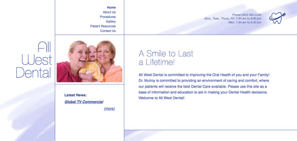 All-West Dental Web site Design