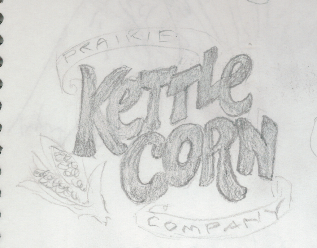 Prairie Kettle Corn rough logo sketch